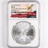 2016 Silver Eagle NGC MS70