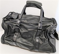 BUGATTI Black Leather Duffle Bag