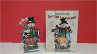 Tea Light Candle Holder Mosaic Snowman Unused In