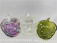 (3) 13” Indiana glass grape cluster bowls
