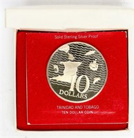 Coin 1974 Trinidad & Tobago Sterling Silver $10