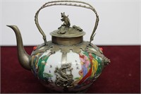 Early porcelain & Brass Japanese Tea Pot