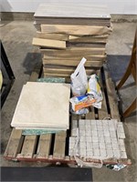 Pallet of Various Sizes & Textured Tile & Grout