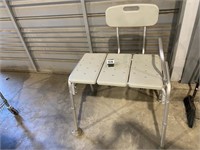 Bath Bench w/Back, Adjustable Height, Arms,