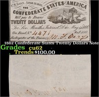 1862 Confederate States Twenty Dollars Note Grades