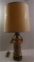 Floral Glass Lamp w/Shade-29"H