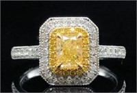 1.2ct Natural Yellow Diamond Ring 18K Gold