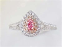 18Kt Gold Natural Pink Diamond Ring