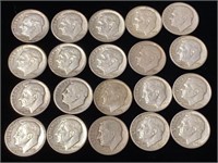(20) a Roosevelt Silver Dime Coins