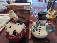 SANTA AND SNOWMEN CANDLE HOLDERS