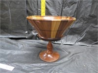 Pedestal Wood Bowl 8&3/4" x 8&1/2"