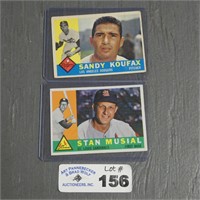 1960 Topps Koufax & Musial Baseball Cards