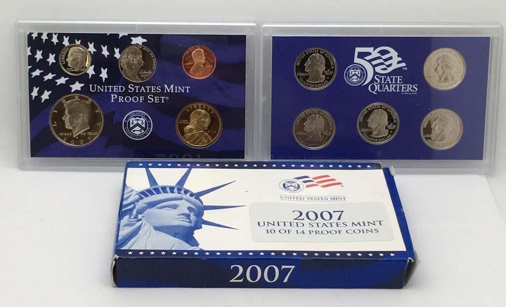 2007 United States Mint 10 0f 14 Proof Coins