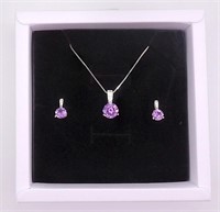Sterling Silver 2 Piece Purple Jewelry Set