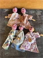 Lot Of 5 Hand Made Folk Art Puppets