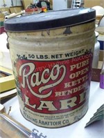 Vintage Raco Lard tin
