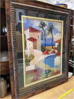 Large very nicely carved frame with beach print