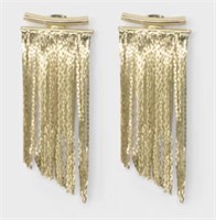 Gold Fringe Detailed Statement Party Drop Earrings