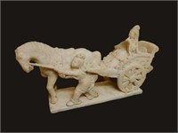 Chinese Courtesan in Carriage Marble Sculpture.