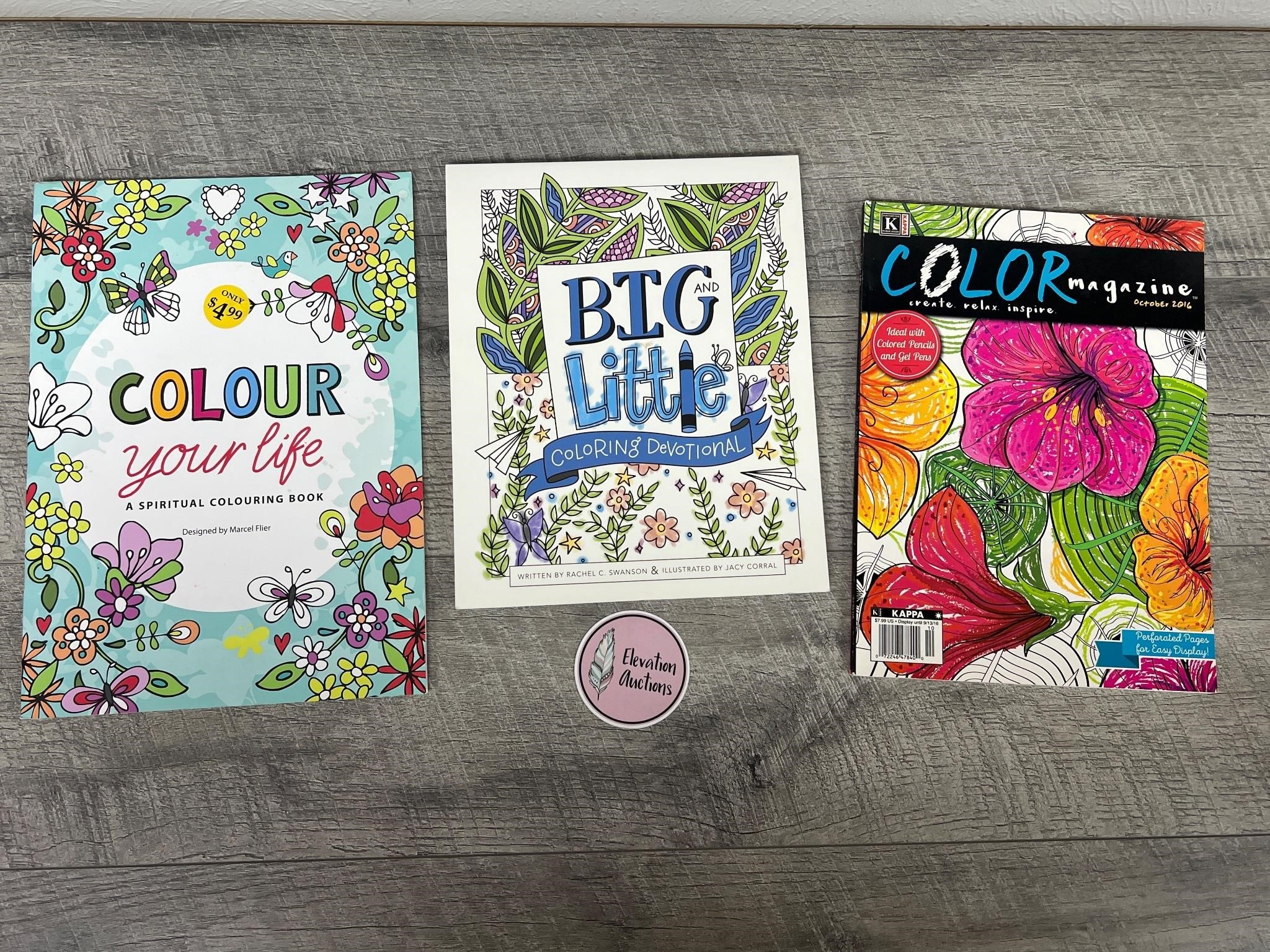 3 adult coloring books