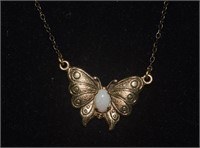 12K GF Butterfly Necklace w/ Opal in Box