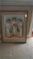 Framed and Matted Picture of Three Girls