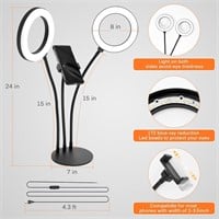 Dual Ring Light with Stand Flexible Arm Zoom Ligh