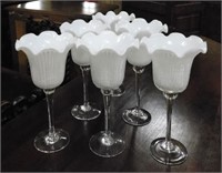 Floral Form White Glass Goblets.