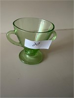 URANIUM GLASS CUP 4 1/2" TALL