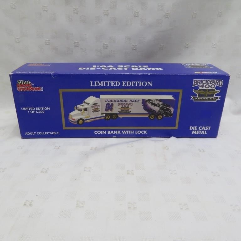 Brickyard 400 Diecast Metal Bank with lock - NIB