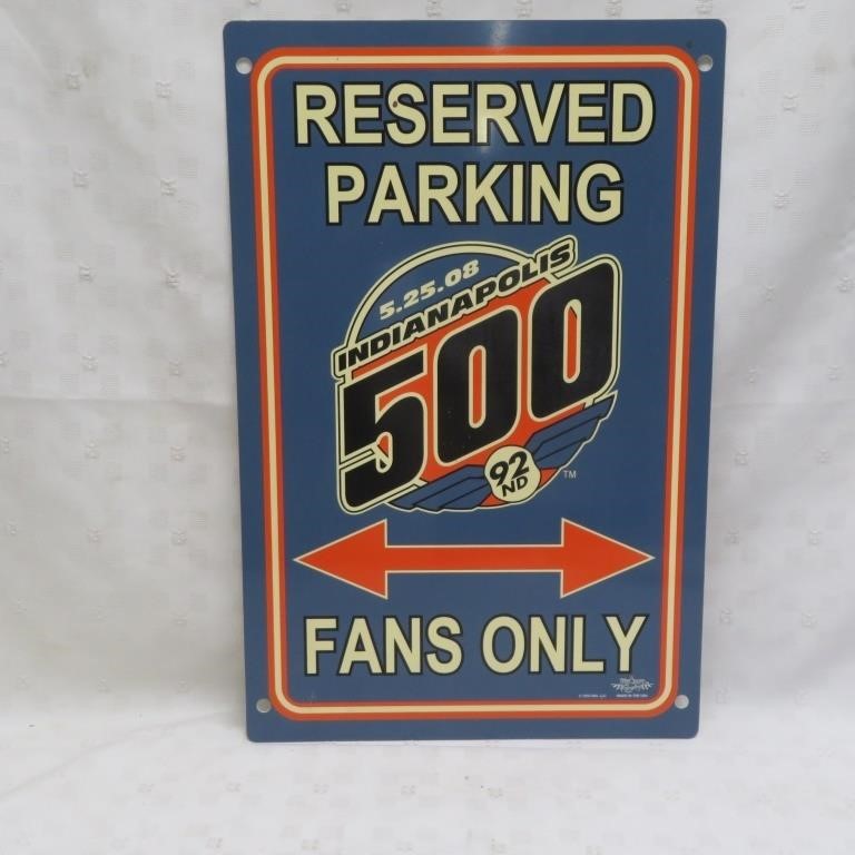 Indianapolis 500 plastic sign - "Reserved Parking"