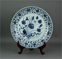 Ming/Qing Period Chinese BW Porcelain Charger