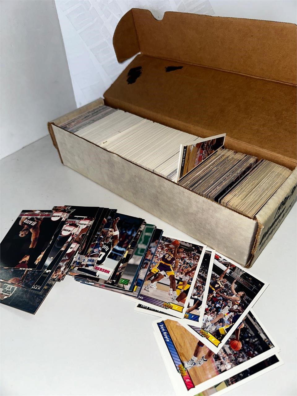Box of basketball cards