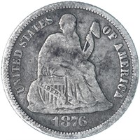 1876 s Seated Liberty Dime