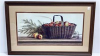 Basket of apples print, double matted in 42x26 in