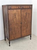 WALNUT CHIFFOROBE - MOTHER OF PEARL INSET KNOBS