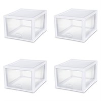 Sterilite 27 Qt. Stacking Drawer White Set of 4