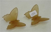 Lot of 2 Butterfly ornaments - amber colored