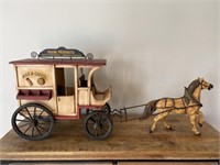 Contemporary Machine Carved Horse with Carriage