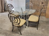 Glass Top Dining Table with 4 Chairs