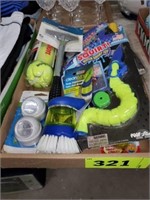 FLAT TENNIS BALLS- BRUSH- WATER TOYS-