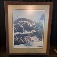 Signed Print 1972 Terrell Dickey Heading Up Stream