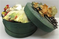 Vintage Hat Box Full Of Doilies,Handkercheifs