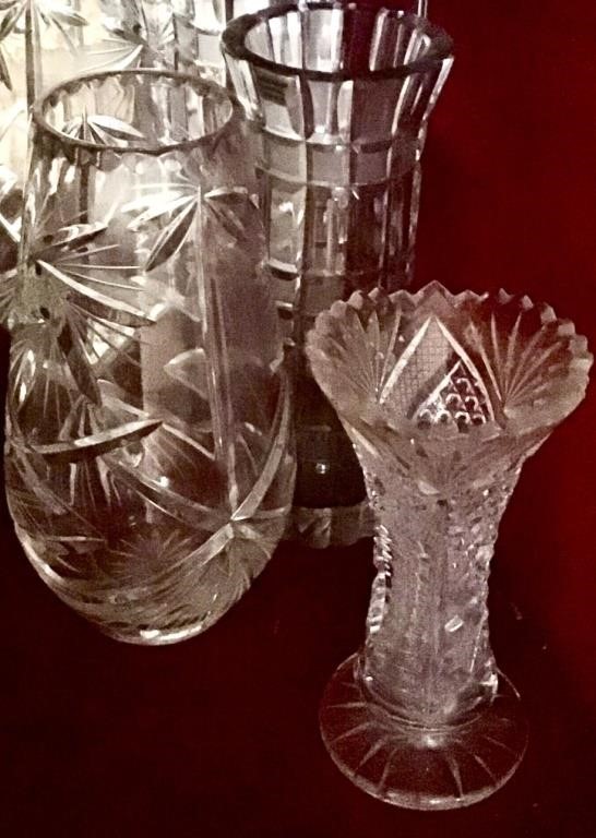 3 CRYSTAL VASES