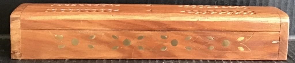 WOOD CARVED INLAY CANDLE BOX
