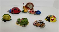 Lot Of 6 Small Vintage Wind Up Toys