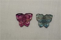 Two Carved Fluorite Butterflies