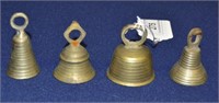 Four Solid Brass Mini Bells