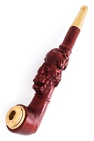 Hand Crafted - Carved Mahogany Pipe, Brass Fitting