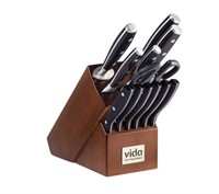New $150 14pc Vida by PADERNO Steel Knife Set